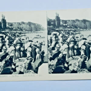 DIEPPE 76 LA PLAGE A L'HEURE DU BAIN cartes postales stéréo LL