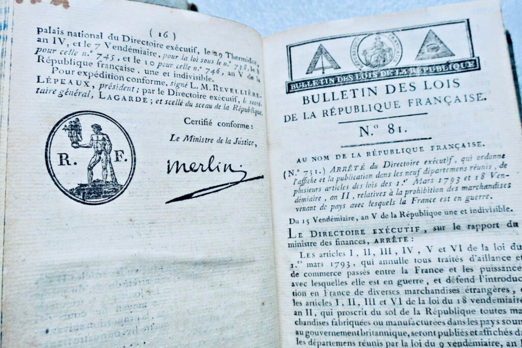 directoire Bulletin des lois de la République Française an IV
