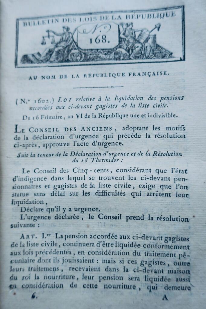 directoire Bulletin des lois de la République Française an IV