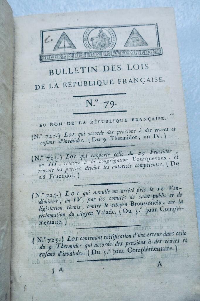 directoire Bulletin des lois de la République Française an IV