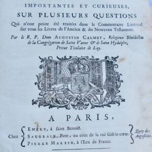 dissertations qui peuvent servir de prolégomènes de l'Ecriture Sainte 1720
