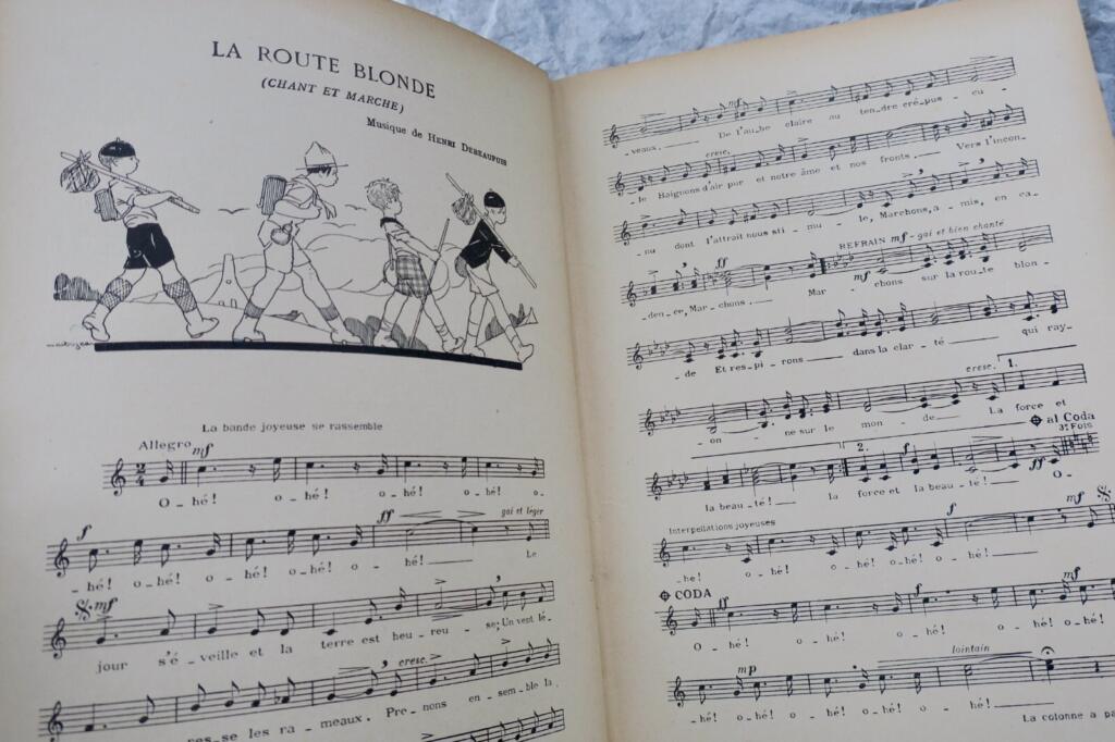 French school festivity book with music and illustrations