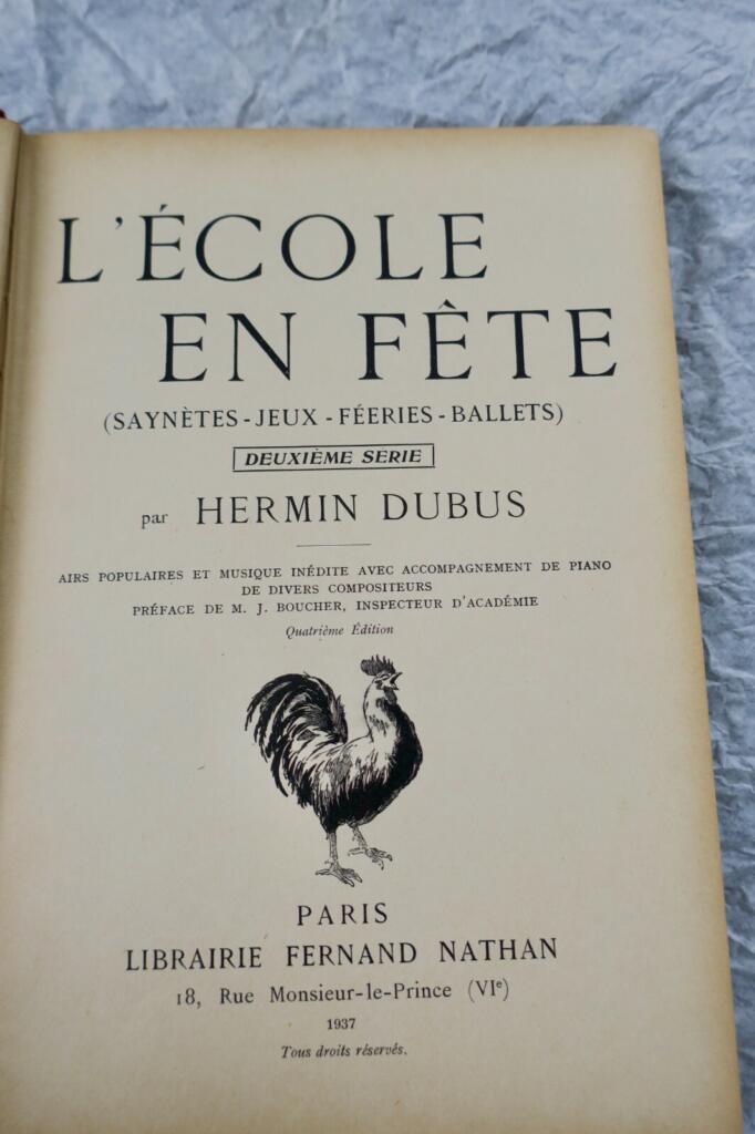 French school festivity book with music and illustrations