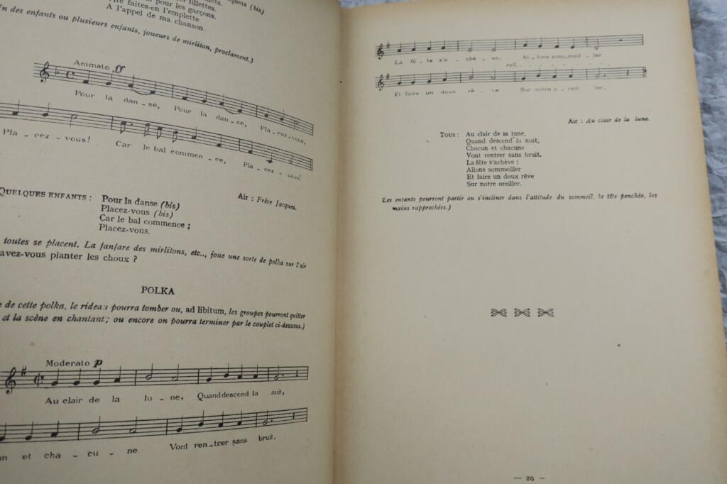 French school festivity book with music and illustrations