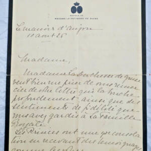 Duchesse de Guise lettre autographe + Essai de Diplomatie sur Le Brabant