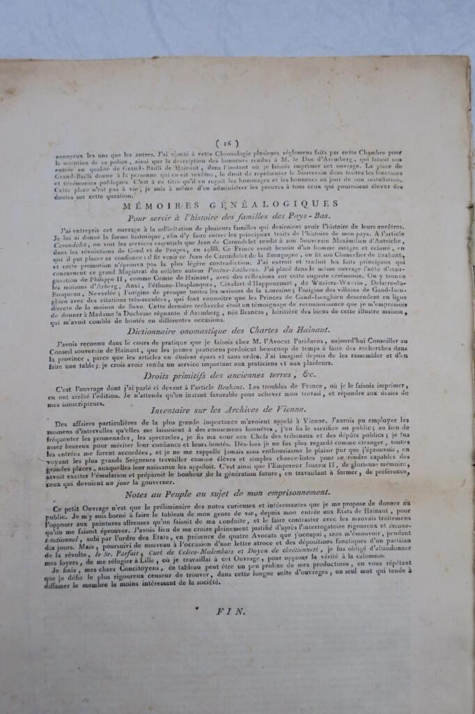 Diplomatic Essay on Brabant with Autograph Letters