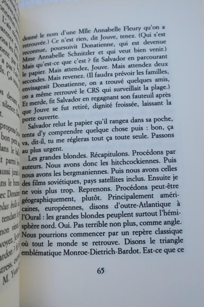 ECHENOZ (Jean). Les Grandes blondes. Dédicace