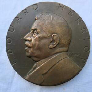Edouard Herriot bronze 80 mm., signé Marcel Renard