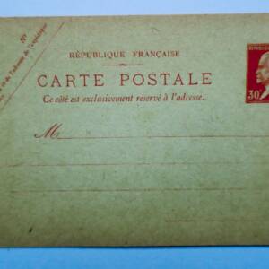 entier postal 30 centimes PASTEUR VIERGE