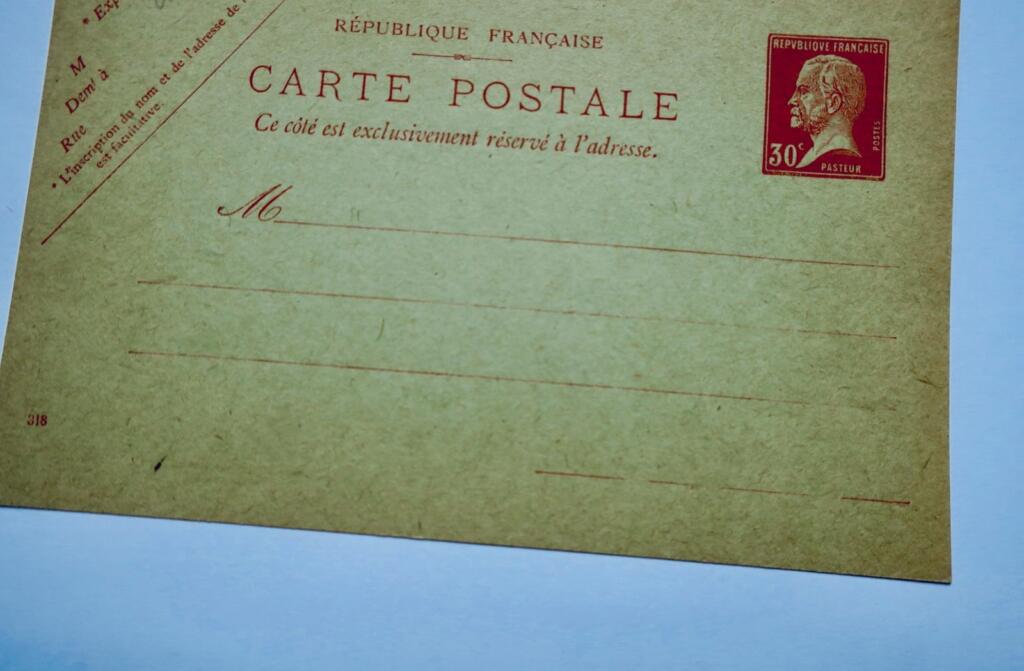 Pasteur 30 Centimes postal card, wool