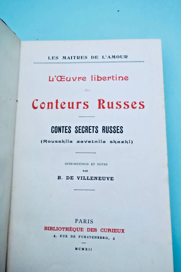 erotic libertine work of Russian storytellers: secret tales 1912