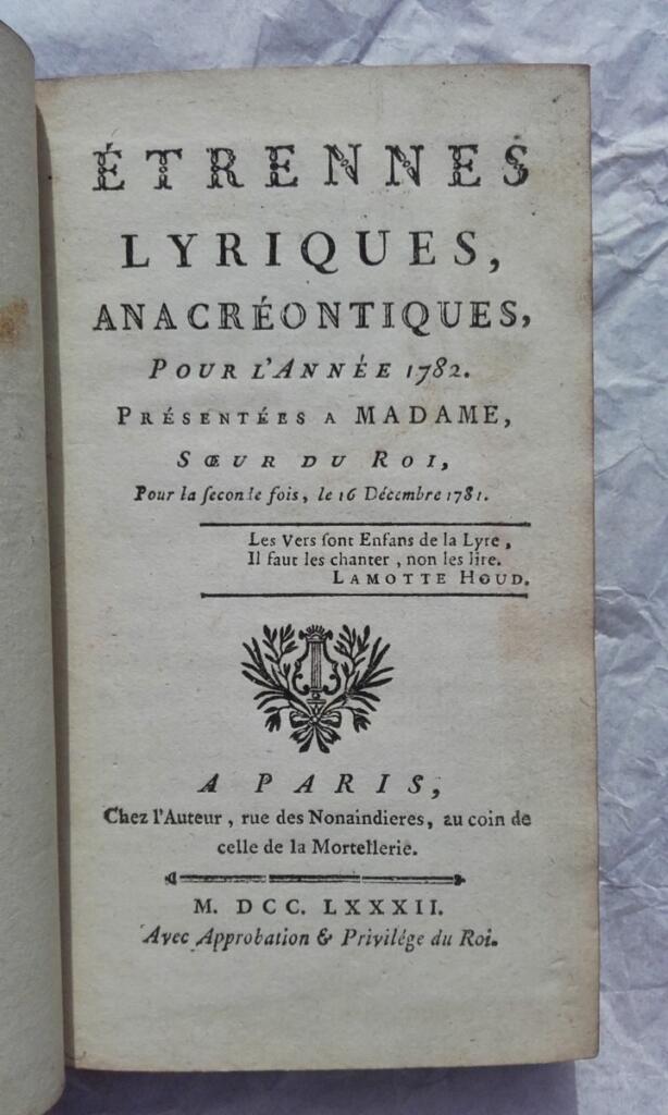 Lyrisches und Anacreontisches Almanach 1782