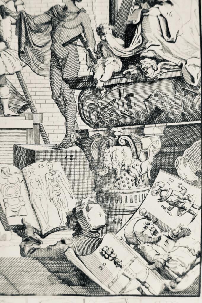 Etude d&rsquo;un modèle, atelier du sculpteur 52 x 40 cm., 1752