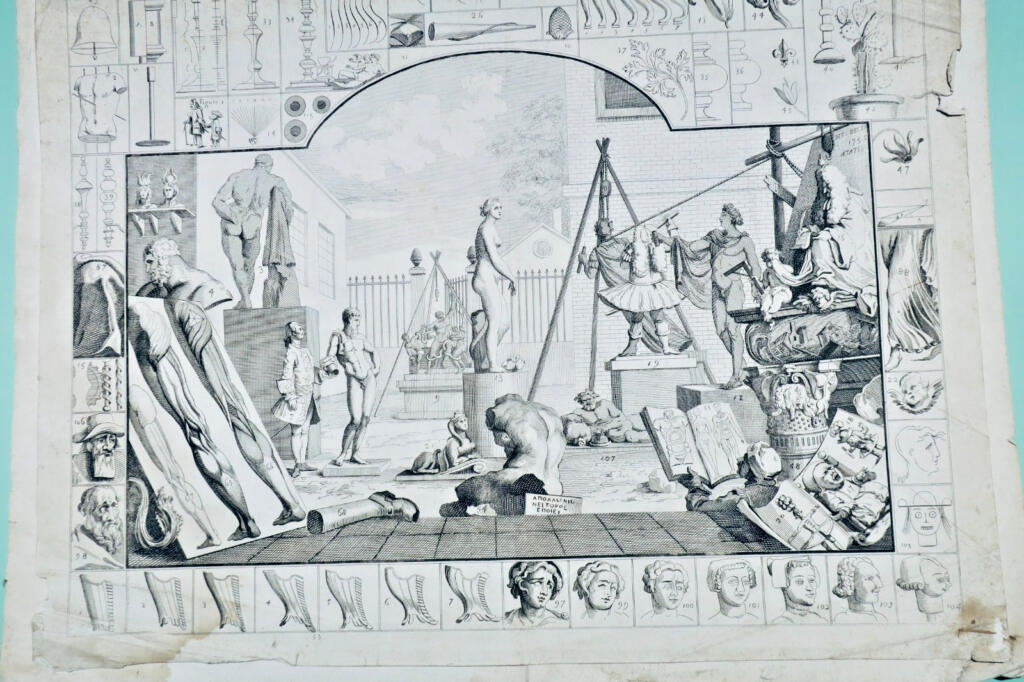 Etude d&rsquo;un modèle, atelier du sculpteur 52 x 40 cm., 1752