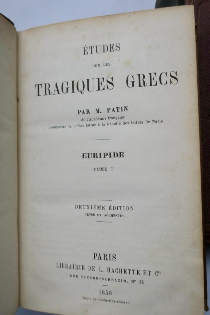 Etudes sur les tragiques grecs