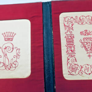 Etui 16 février 1882 plein cuir CORRESPONDANCE ART D'ECRIRE ARMOIRIE