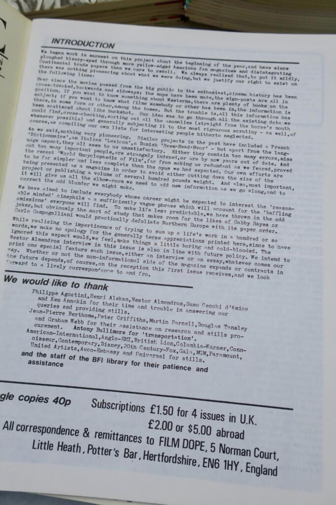 Early issues of Film Dope magazine