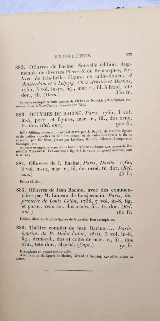 FONTAINE Katalog alter und moderner seltener und merkwürdiger Bücher 1878-1879