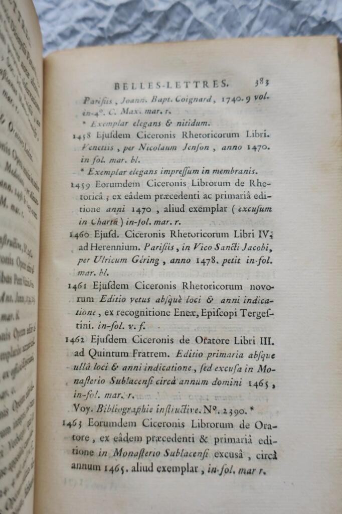 Supplement to Instructive Bibliography - Gaignat Library Catalog