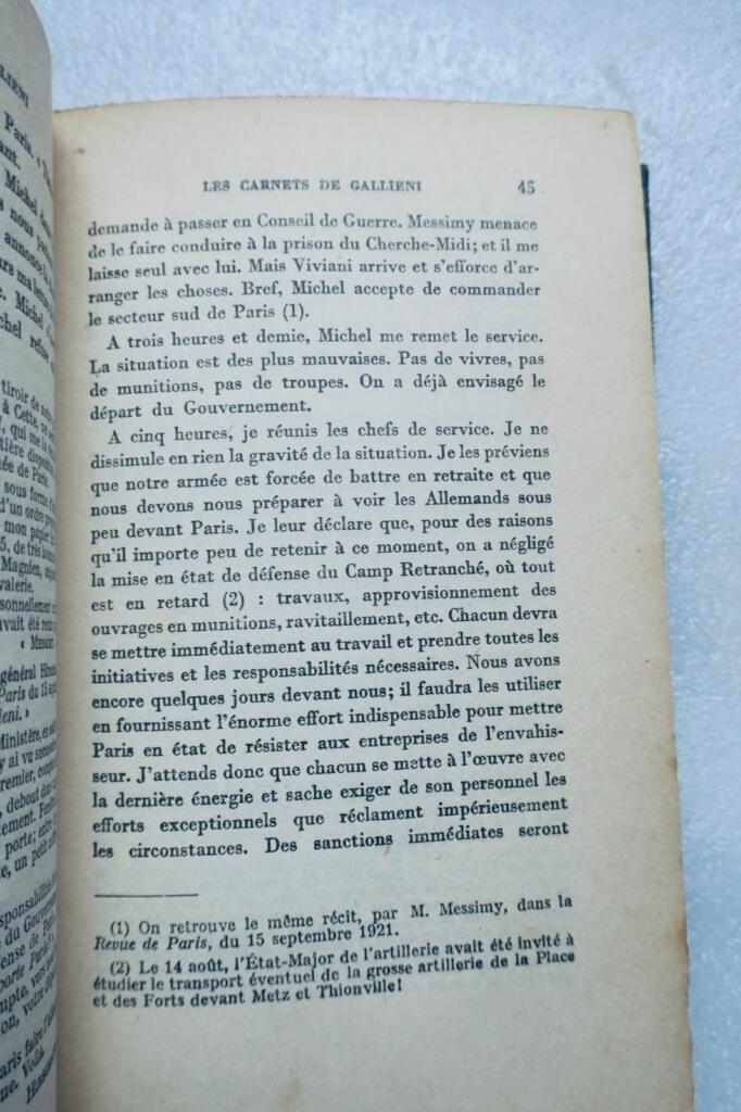 GALLIENI CARNETS DE GALLIENI 1932 SP