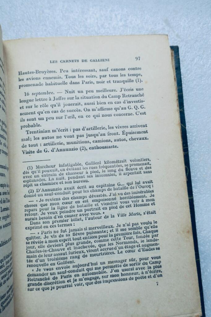 GALLIENI CARNETS DE GALLIENI 1932 SP