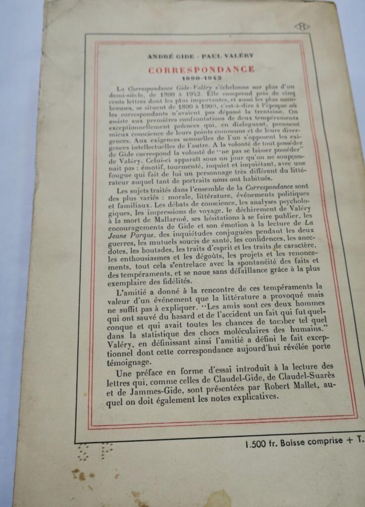Gide, André Valéry, Paul CORRESPONDANCE: (1890-1942) SP
