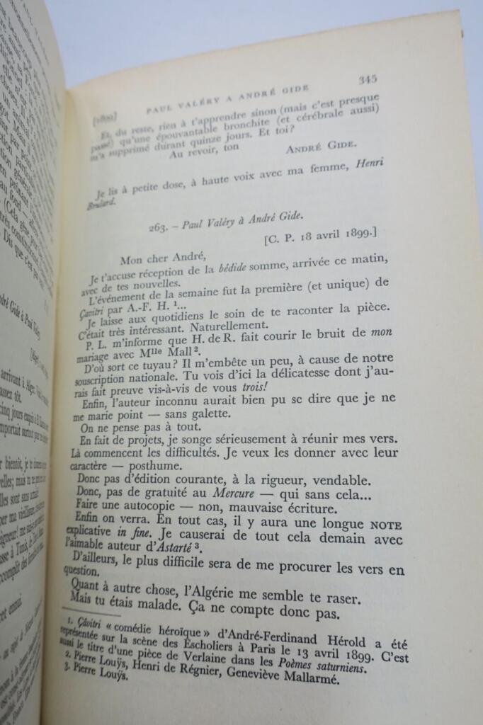 Gide, André Valéry, Paul CORRESPONDANCE: (1890-1942) SP