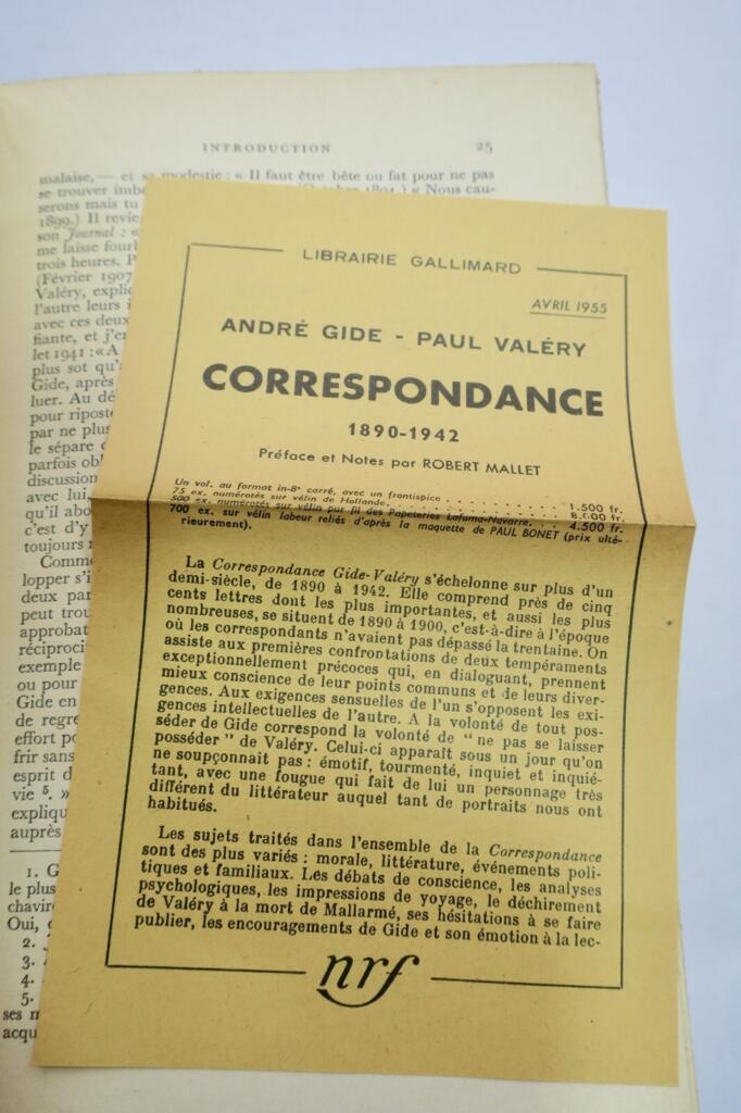 Gide, André Valéry, Paul CORRESPONDANCE: (1890-1942) SP