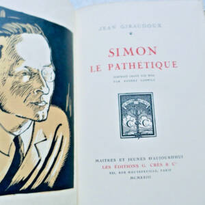 GIRAUDOUX Simon le Pathétique. Portrait gravé sur bois par Robert Bonfils