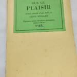 Grasset "Sur le Plaisir" Essai de Bernard GRASSET EO 1954 Envoi