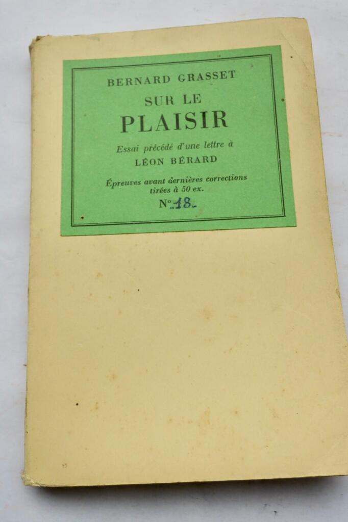 ベルナール・グラッセの快楽論 1954年献呈本