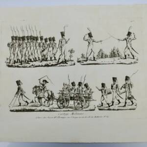 gravure sur acier, cortège militaire 40 x 25,5 cm