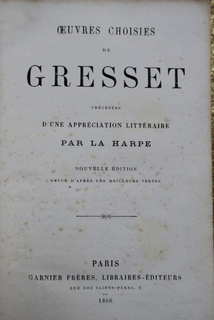 Literarische Wertschätzung von Gresset