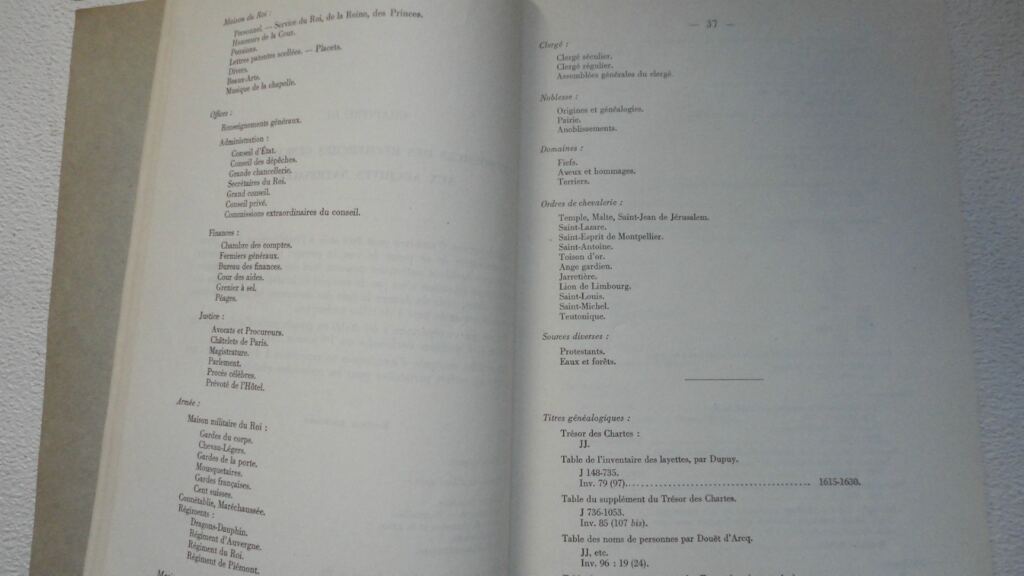 Guide des recherches généalogiques aux Archives Nationales 1953