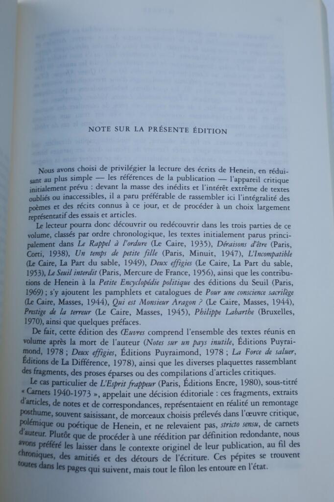 Georges Henein: Complete Works in Poetry, Prose, and Essays
