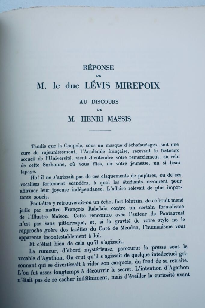 Henri Massis Discours prononcés dans la séance publique 1961