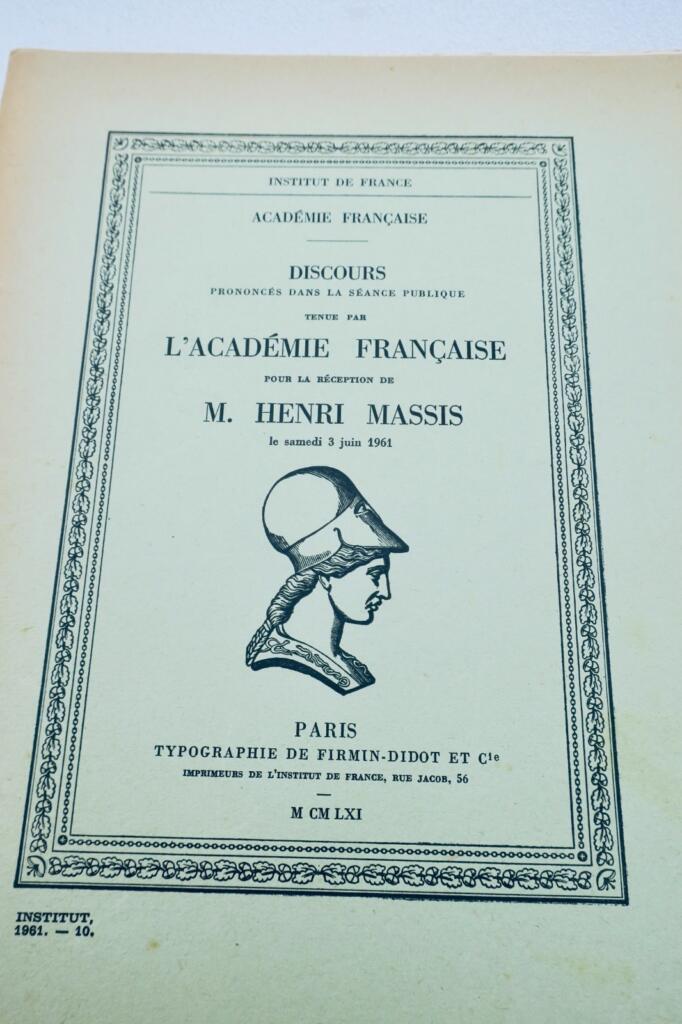 Henri Massis Discours prononcés dans la séance publique 1961
