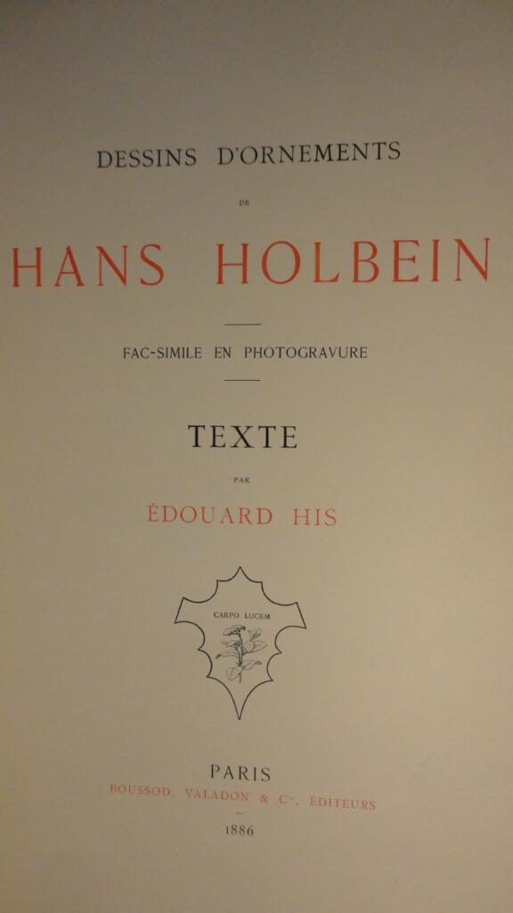 Holbein DESSINS D’ORNEMENTS DE HANS HOLBEIN – nté sur japon