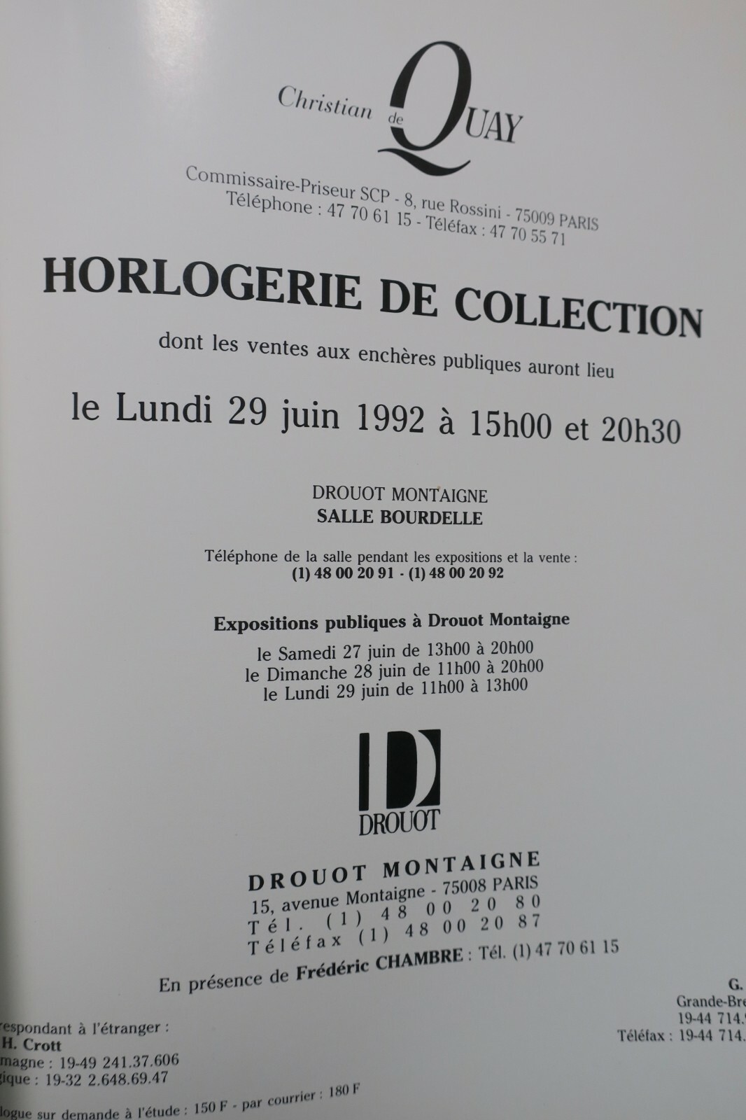 Horlogerie de collection Drouot 1992 – Image 7
