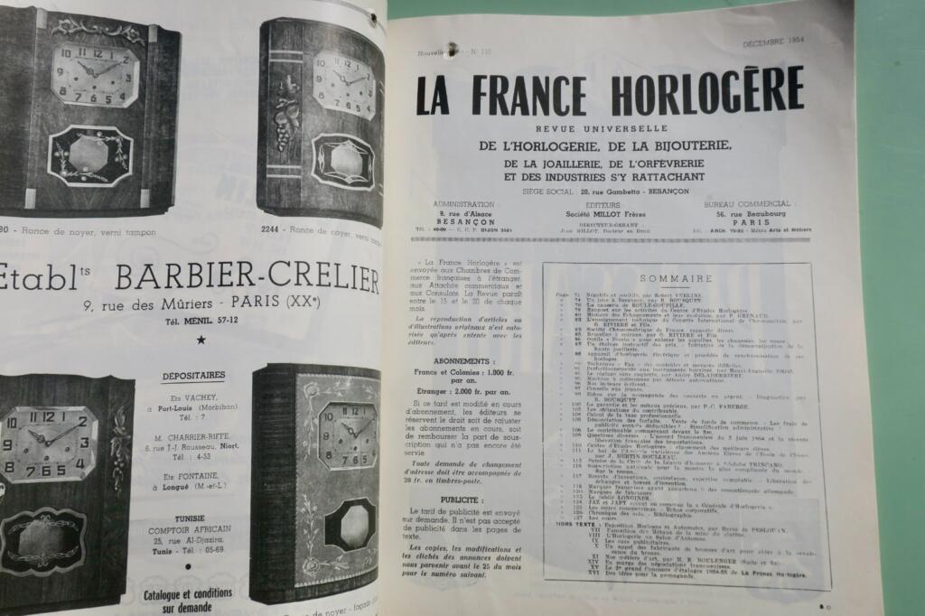 Französische Uhrmacherei-Zeitschrift 1954-55