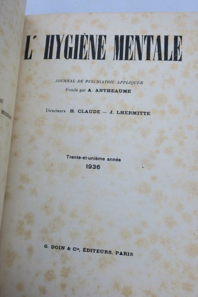 Mental Hygiene Journal of Applied Psychiatry 1936