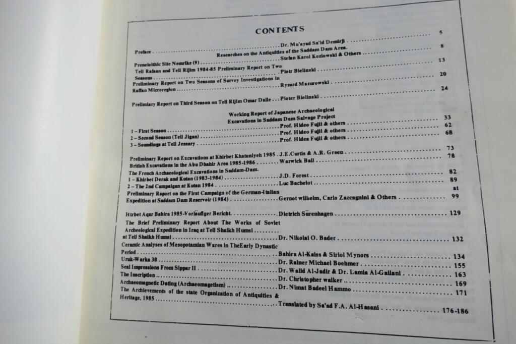 Irak Research on the antiquities of Saddam Dam basin salvage & other researches