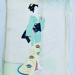 Japon belle peinture sur soie originale 37 x 45 cm