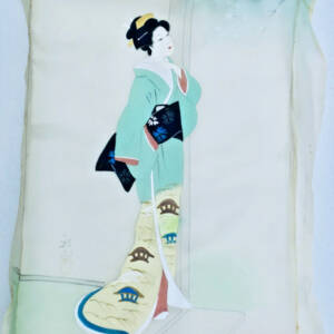 Japon belle peinture sur soie originale 37 x 45 cm