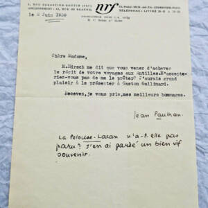 JEAN PAULHAN lettre tapuscrite & signée GALLIMARD