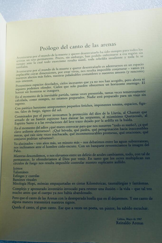 Jorge Camacho. Prologue du chant des sables