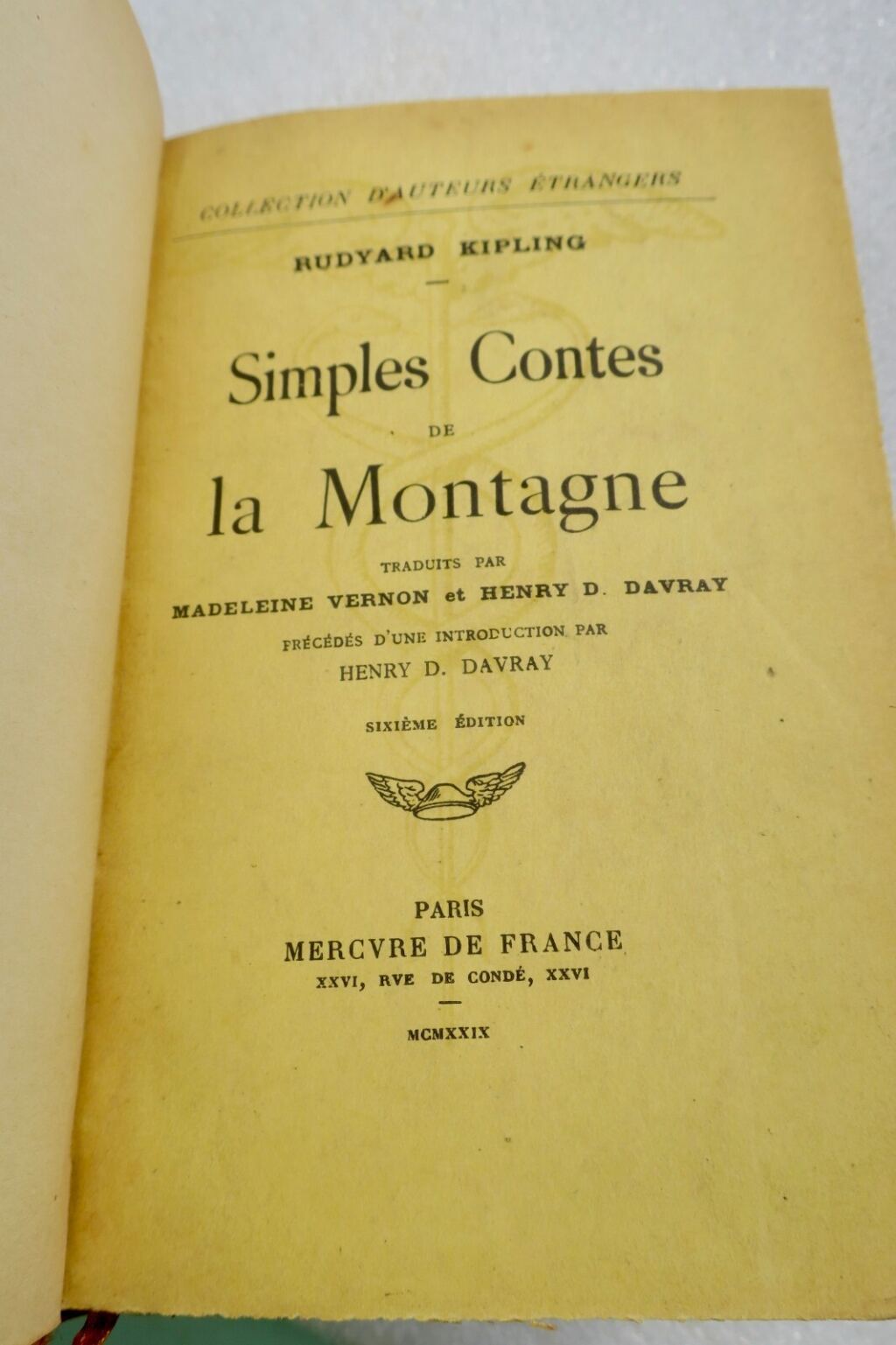 KIPLING (Rudyard) Simples Contes de la Montagne 1929