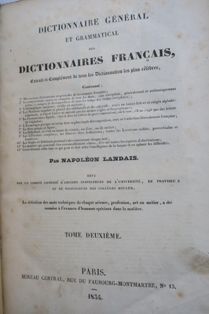 LANDAIS Dictionnaire général et grammatical des dictionnaires françaises 1834 EO