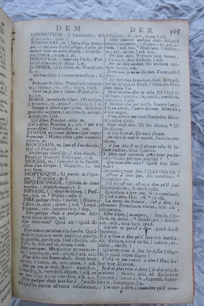French-Latin Dictionary, 18th Century