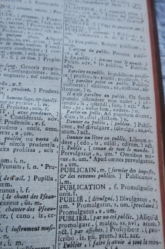 French-Latin Dictionary, 18th Century